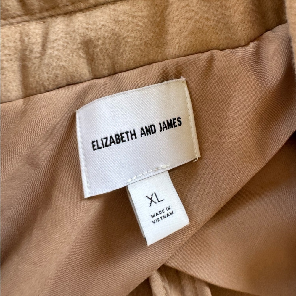 Elizabeth And James Buff Beige One Button Tie Belt Long Dress Coat XL Tan Jacket - Picture 4 of 7